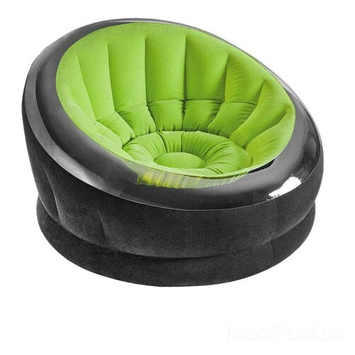 Надувне крісло Intex 66581-2 112 х 109 х 69 см з ручним насосом та подушкою Зелене фото №3