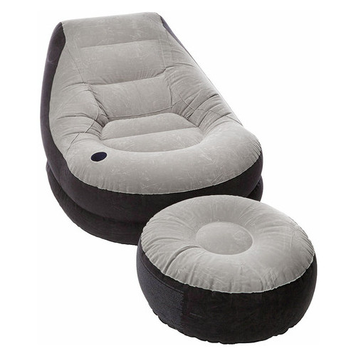 Надувне крісло Intex 68564-2 130 х 99 х 76 см з ручним насосом та подушкою пуф 64 х 28 см фото №3