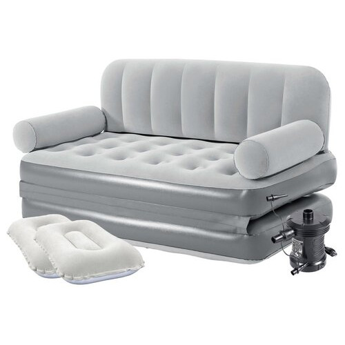 Надувний диван Bestway 75073-2, 188 х 152 х 64 см, з електричним насосом та подушками Сірий фото №2