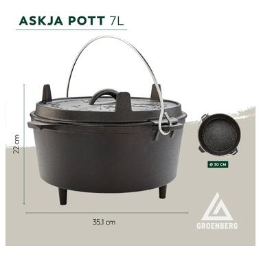 Котел с крышкой Groenberg Askja Pot 30 cm / 7 L Black 266017 фото №7