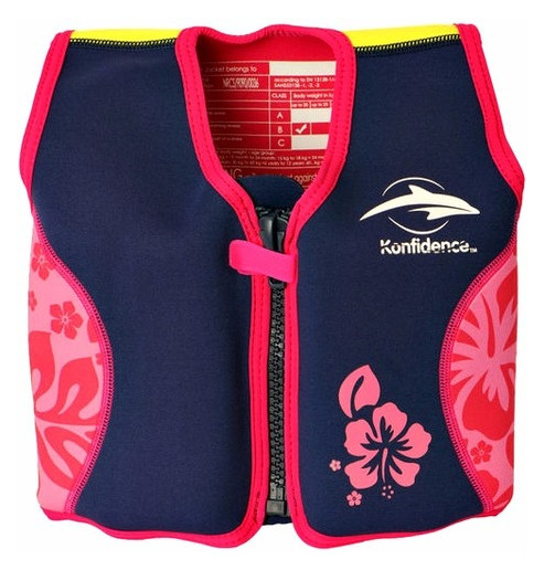 Жилет для плавання Konfidence Original Jacket Navy/Pink/Hibiscus 18 міс -3 роки (KJ05-B-03) фото №1