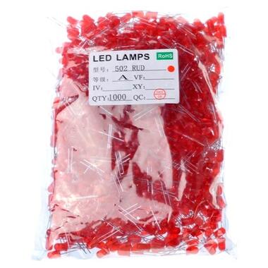 1000x LED світлодіод 3мм 1.8-2В 20мА, червоний фото №1
