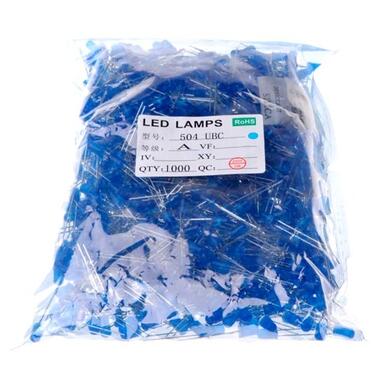 1000x LED світлодіод 5мм 3-3.2В 20мА, синій фото №1