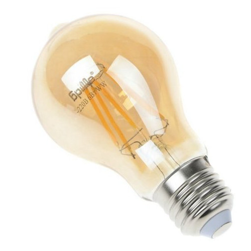 Лампа світлодіодна Brille LED E27 6W 6 pcs WW A60-T COG (мат. золото) фото №3