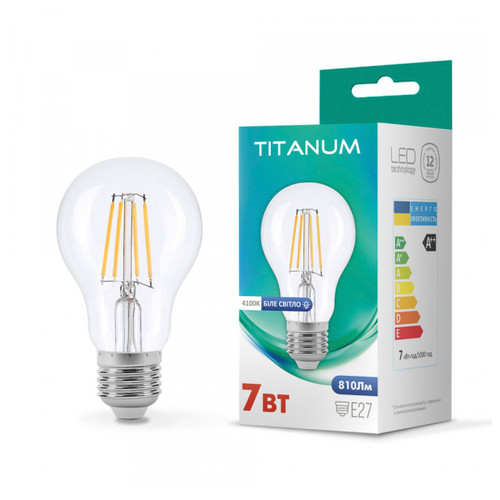 LED лампа TITANUM Filament A60 7W E27 4100K (TLFA6007274) фото №1