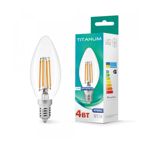 LED лампа TITANUM Filament C37 4W E14 4100K (TLFC3704144) фото №1