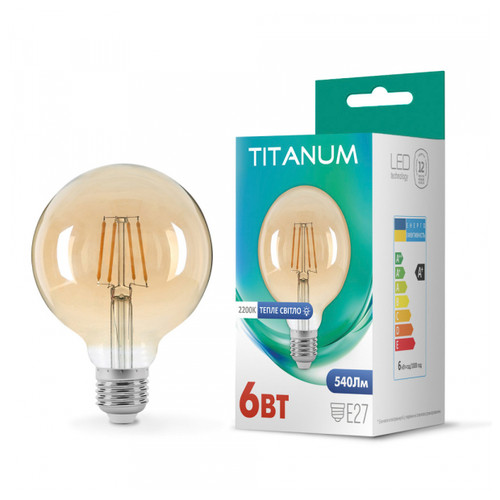 LED лампа TITANUM Filament G95 6W E27 2200K бронза (TLFG9506272A) фото №1