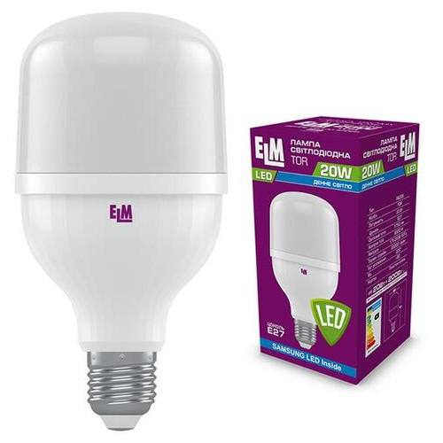 Лампа світлодіодна промислова ELM 20W E27 6500K алюмопластиковий корп. 18-0188 фото №1