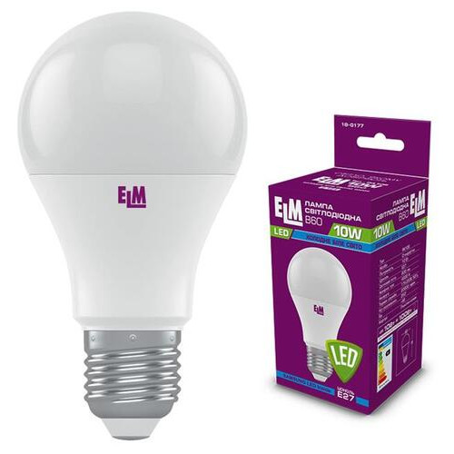 Лампа світлодіодна стандартна ELM 10W E27 4000K 18-0177 фото №1