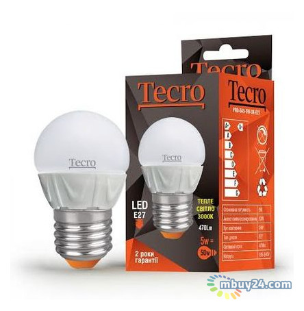 Світлодіодна лампа Tecro PRO-G45-5W-3K-E27 5W 3000K E27 фото №1