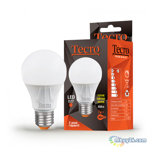 Світлодіодна лампа Tecro PRO-A60-7W-3K-E27 7W 3000K E27 фото №1