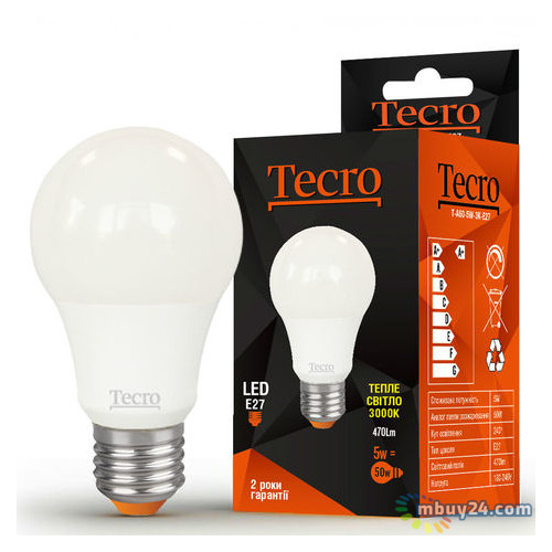 Світлодіодна лампа Tecro T-A60-5W-3K-E27 5W E27 фото №1