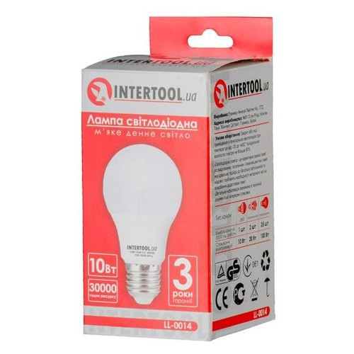 Світлодіодна лампа Intertool LED A60 E27 10Вт 150-300В 4000K 30000год (LL-0014) фото №5