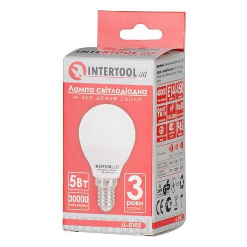 Світлодіодна лампа Intertool LED P45 E14 5Вт 150-300В 4000K 30000год (LL-0102) фото №3
