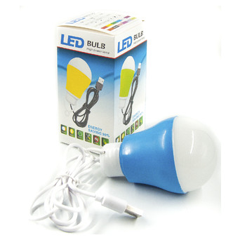 USB-світильник з LED-лампочкою Dengos, шнур ~1м, 5V, 5W, Blue (LED-BULB-5V5W-BLUE) фото №1