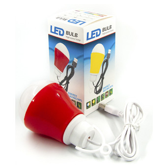 USB-світильник з LED-лампочкою Dengos, шнур ~1м, 5V, 5W, Red (LED-BULB-5V5W-RED) фото №2