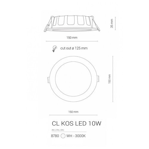 Точковий світильник CL KOS LED 10W 3000K IP44 Nowodvorski 8780 фото №3