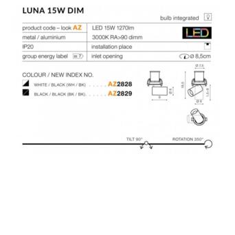 Точковий світильник AZzardo LUNA 15W DIMM AZ2828 фото №5
