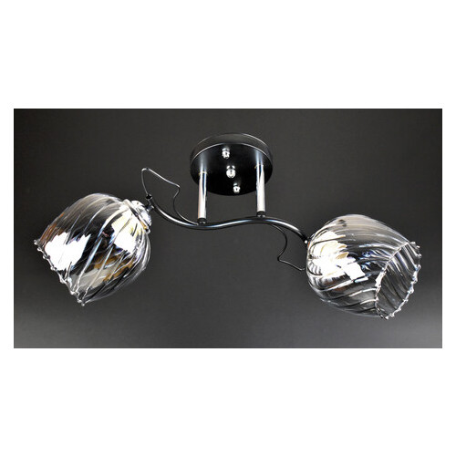 Люстра стельова на 2 лампочки (25х19х50 см.) Чорний або білий, хром YR-7367C/2-bk фото №1