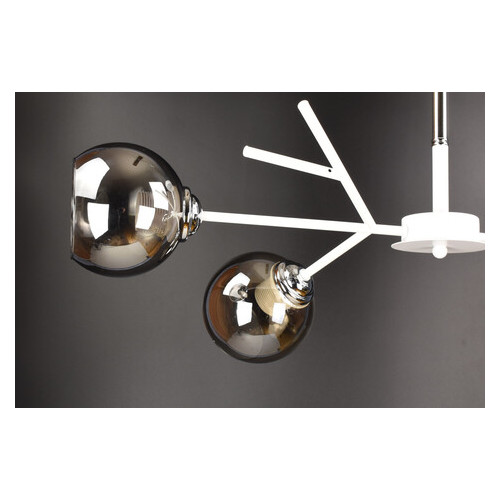 Люстра стельова на 4 лампочки (34х35х75 см.) Чорний або білий, хром YR-088/4-wh-gr фото №3