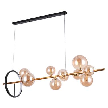 Люстра молекула подвесная Levistella 918LP267-10 DDG+BR черная + золото плафоны коричневые фото №1