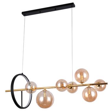 Люстра молекула подвесная Levistella 918LP267-7 DDG+BR черная + золото плафоны коричневые фото №1