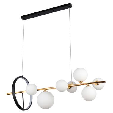 Люстра молекула подвесная Levistella 918LP267-7 DDG+WH черная + золото плафоны белые фото №1