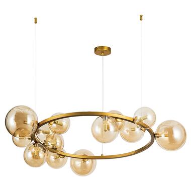 Люстра молекула подвесная кольцо Levistella 918LP267-15 DDG (XGD+BR) золото плафоны коричневые фото №1