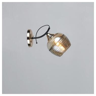 Настінний світильник Бра Light House SR-19337/1W BK+FGD L245*W130*H195 E27 чорний + золото, колір медового плафона з візерунком фото №1