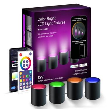 Настенная LED лампа Epik RGB Intelligent wall lamp 4 pcs with Bluetooth European plug with app Black фото №1
