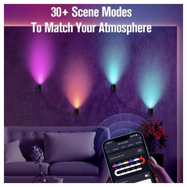 Настенная LED лампа Epik RGB Intelligent wall lamp 4 pcs with Bluetooth European plug with app Black фото №42