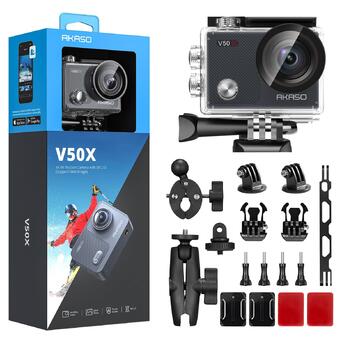 Екшн-камера Akaso V50X з комплектом для мотоциклістів фото №1