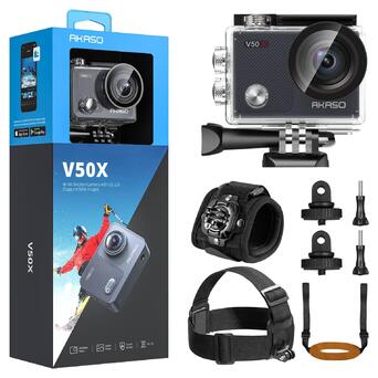 Екшн-камера Akaso V50X з комплектом для скелелазіння фото №1