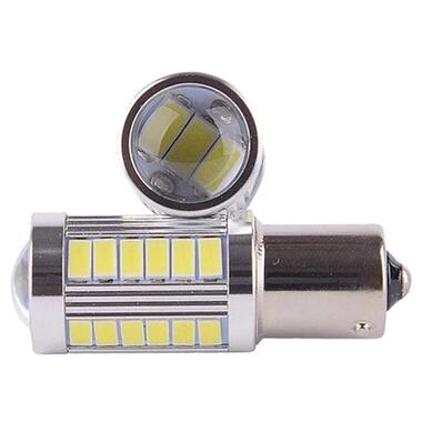 LED 1156 BA15S P21W лампа в автомобіль 33 SMD silver, біле світло фото №5