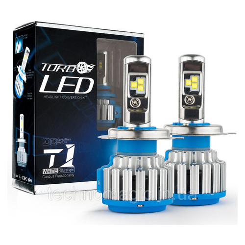 Комплект LED ламп Turbo Led T1 H27 6000K 50W 12/24v CanBus з активним охолодженням фото №1