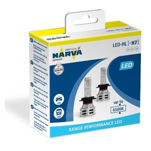 Комплект діодних ламп Narva 18033 H7 12/24v 6500K X2 24W RPL Range Performance фото №2