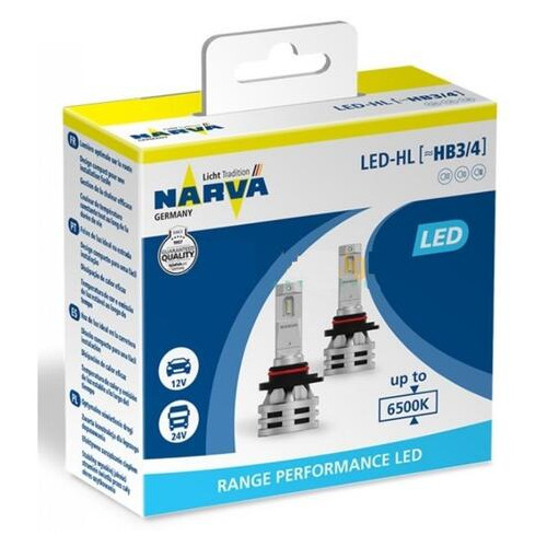 Світлодіодні лампи Narva HB3/HB4 12/24v 6500K X2 18038 Range Performance фото №1