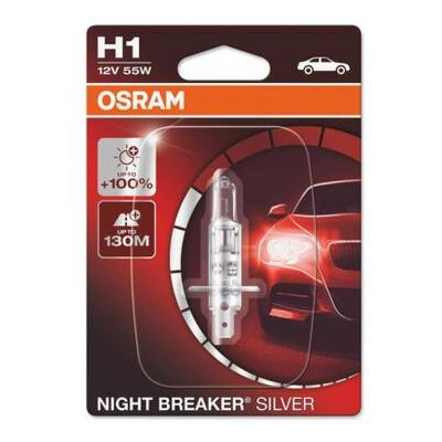 Лампа фарна Osram H1 12V 55W P14.5s NIGHT BREAKER SILVER (64150NBS-01B) фото №1