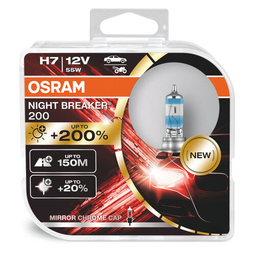 Автолампа OSRAM 64210NB200-HCB H7 Night Breaker 200% 55W 12V PX26d HardDuopet фото №1
