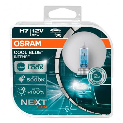 Лампа галогенна Osram H7 12V 55W Cool Blue Intense Next Gen 100% 2шт/комп (64210CBN-HCB) фото №1
