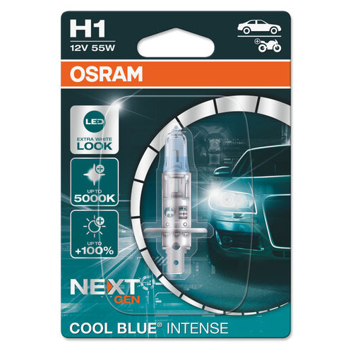 Галогенна лампа Osram H1 12V 55W P14.5s Cool Blue Intense Next Gen 100% 1 лампа (64150CBN-01B) фото №1