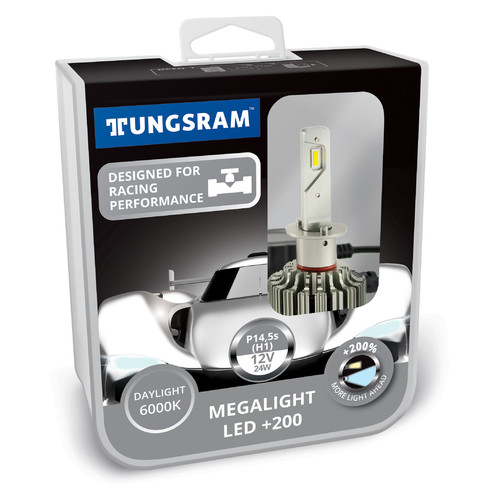 Комплект ламп LED головного света Tungsram Megalight LED  200 12V H1 24W 6000K (2 шт./коробка) фото №1