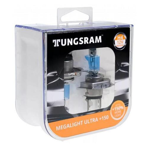 Галогенна лампа Tungsram H4 60/55W 12V Megalight Ultra 150% 50440NXNU PB2 фото №1