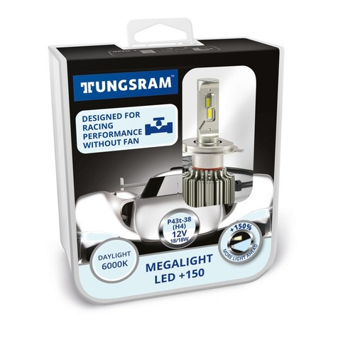 Комплект ламп LED головного света Tungsram Megalight LED  200 12V H4 24W 6000K (2 шт./коробка) фото №1