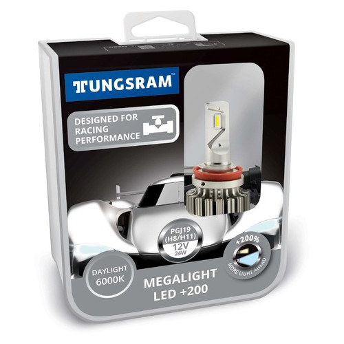 Комплект ламп LED головного света Tungsram Megalight LED  200 12V H11 24W 6000K (2 шт./коробка) фото №1