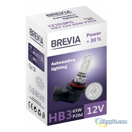 Автолампи Brevia HB3 12V 65W P20d Power 30% CP фото №2