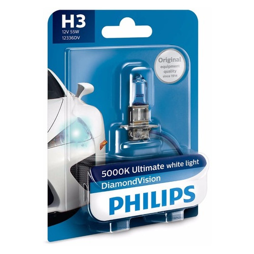 Лампа галогенна Philips H3 Diamond Vision 5000K 1шт/блістер (12336DVB1) фото №3