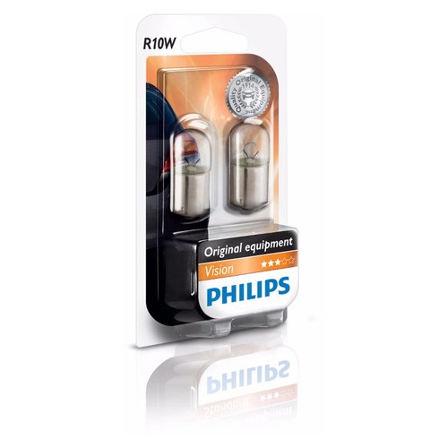 Лампа розжарювання Philips R10W 2шт/блістер (12814B2) фото №3