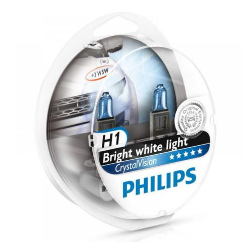 Лампа галогенна Philips H1 Crystal Vision 4300K W5Wx2 55W 2 шт/блістер 12258CVSM фото №1