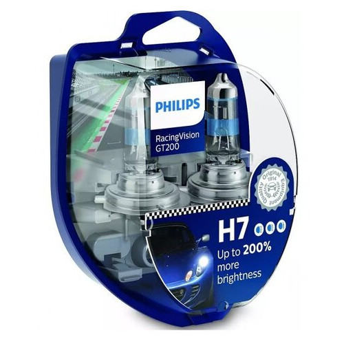 Комплект галогенних ламп Philips RacingVision GT200 12972RGTS2 H7 55W 12V фото №1